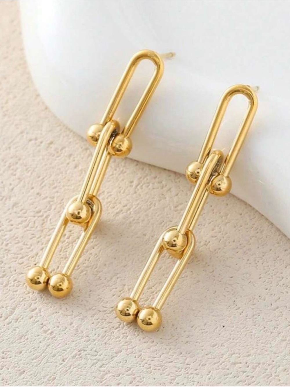Gold Drop Link Earrings
